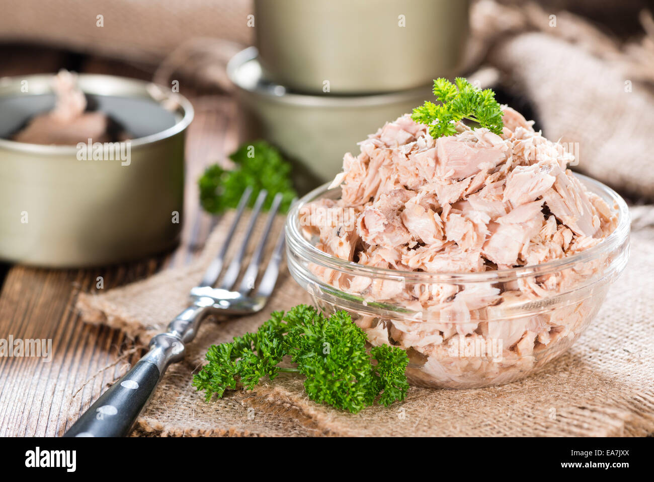 Bowl with canned Tuna (detailed closeup shot Stock Photo Alamy