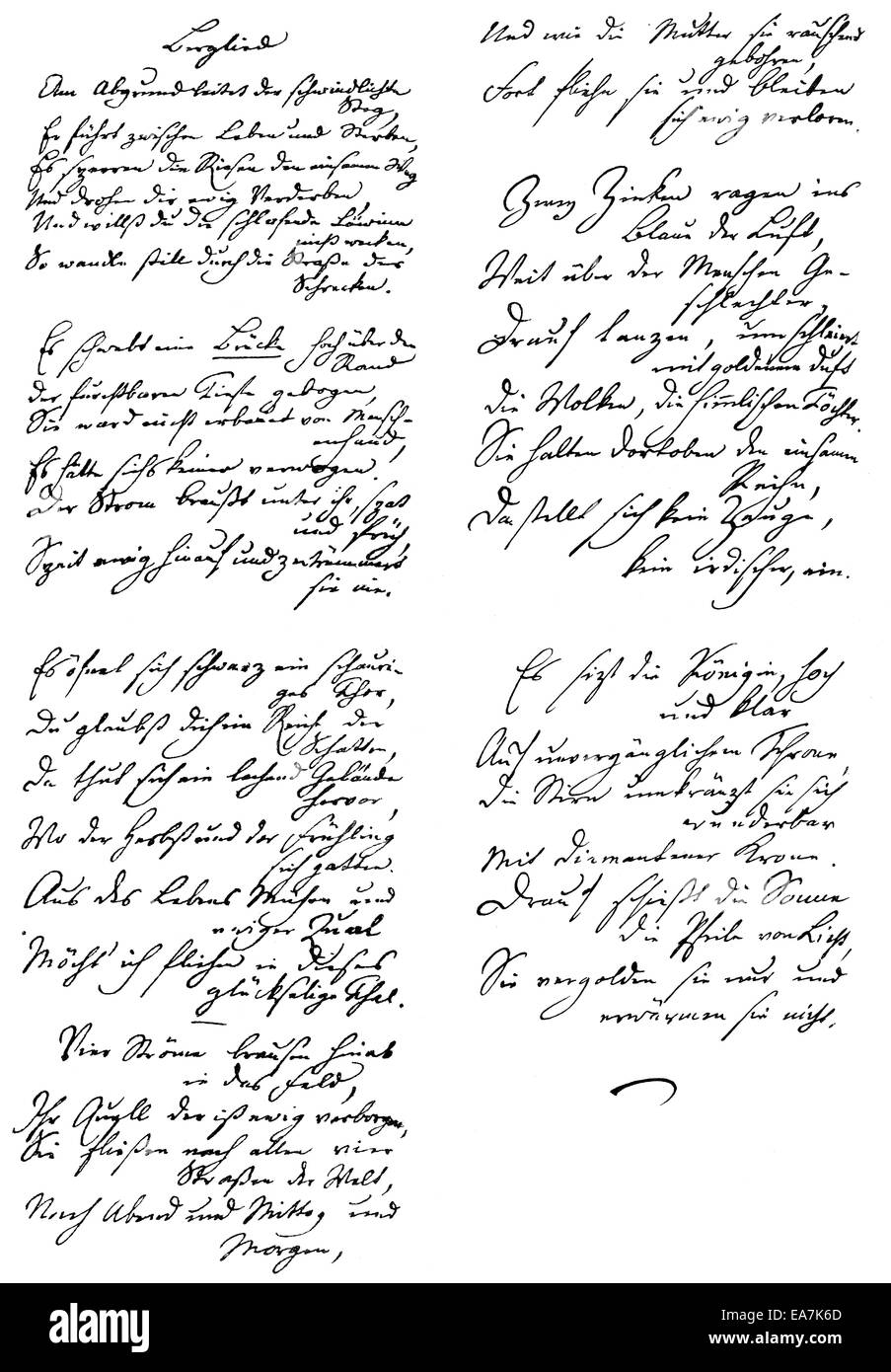 Historical manuscript, 1804, Mountain Song by Johann Christoph ...
