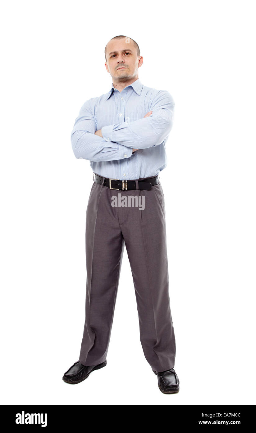 Full length portrait of a caucasian businessman over white background Stock Photo