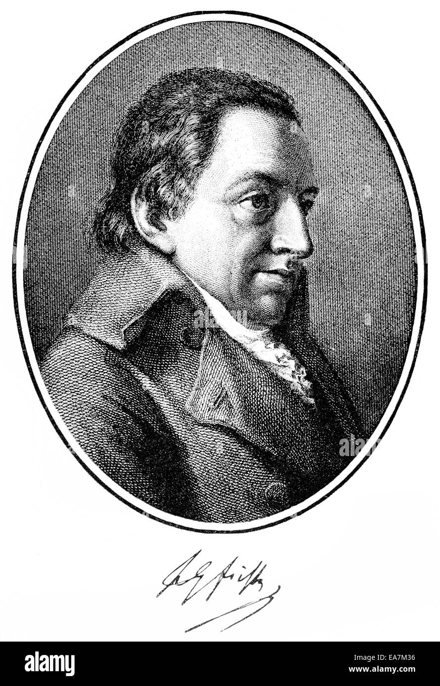 Johann Gottlieb Fichte, 1762 - 1814, a German educator and philosopher of German idealism, Portait von Johann Gottlieb Fichte (1 Stock Photo