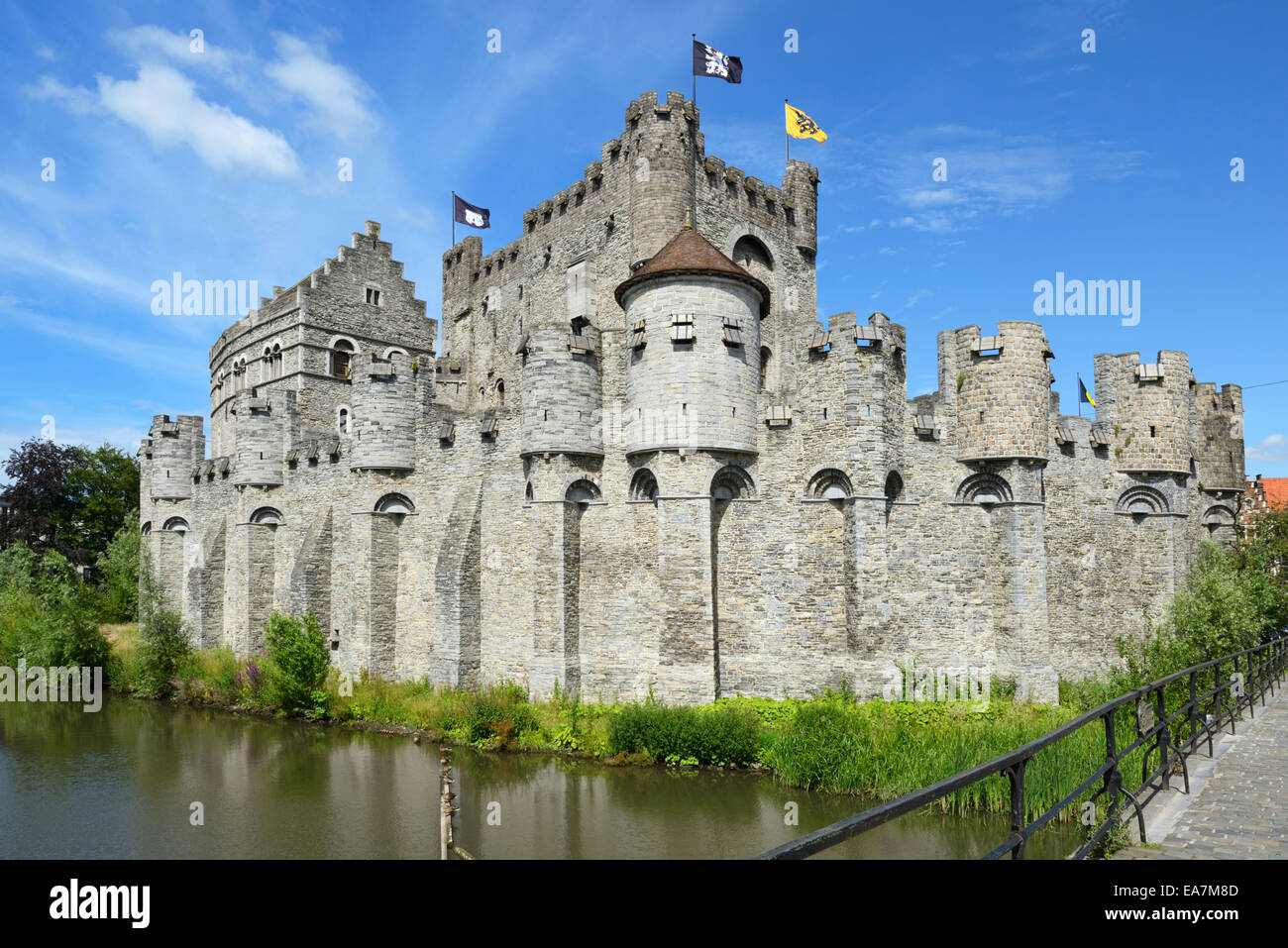 Castle Gravensteen ( Castle of the Counts ), Rekelingestraat, Ghent, West Flanders, Belgium, Europe Stock Photo