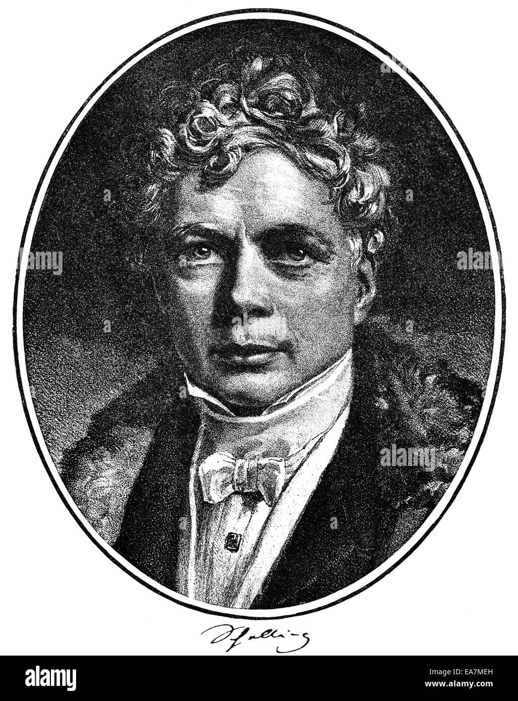 Friedrich Wilhelm Joseph Ritter von Schelling, 1775 - 1854, a German philosopher of German Idealism, Portrait von Friedrich Wilh Stock Photo