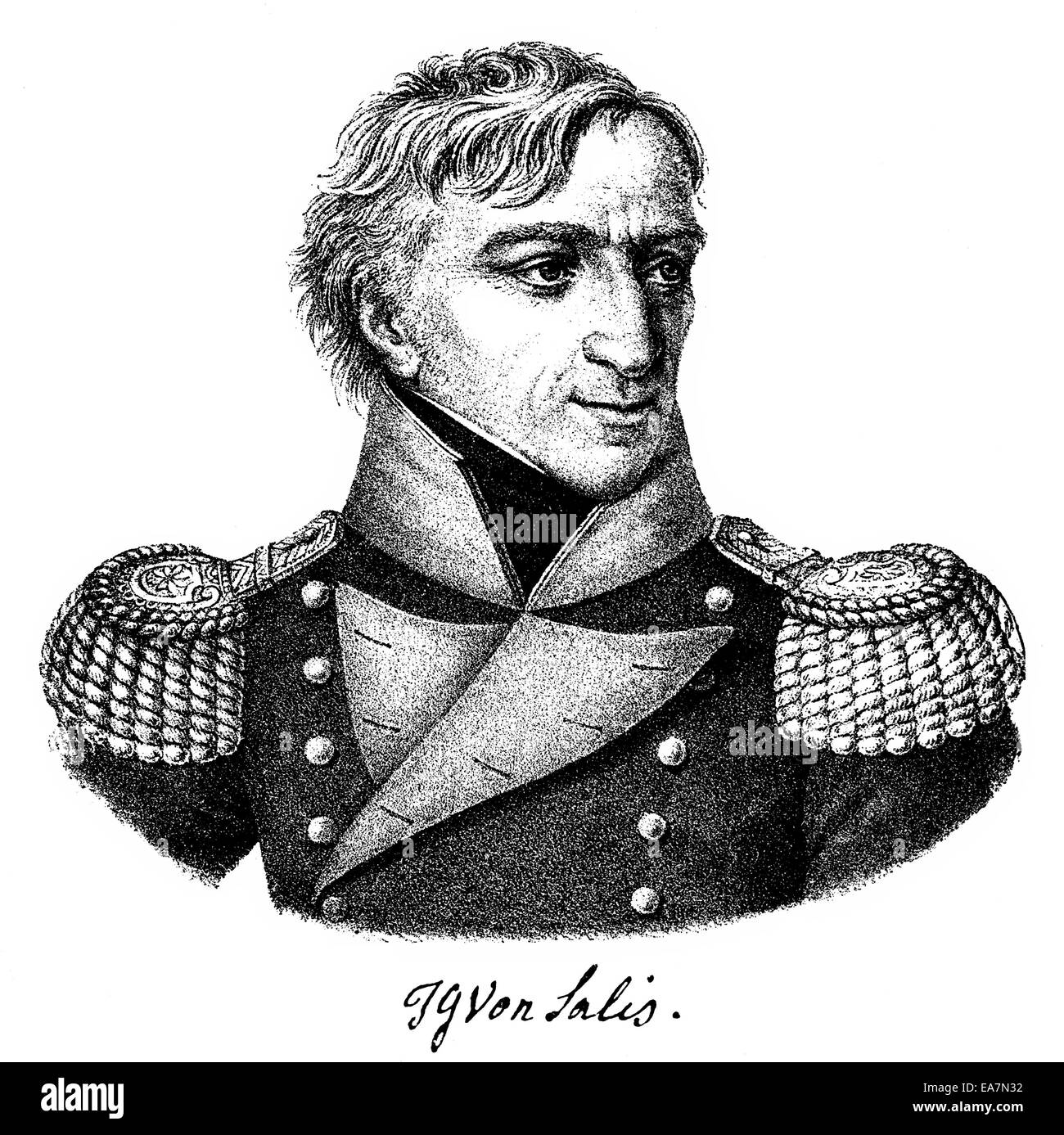 Johann Gaudenz Freiherr von Salis-Seewis, 1762-1834, Swiss poet,  Portait von Johann Gaudenz Freiherr von Salis-Seewis (1762 - 1 Stock Photo