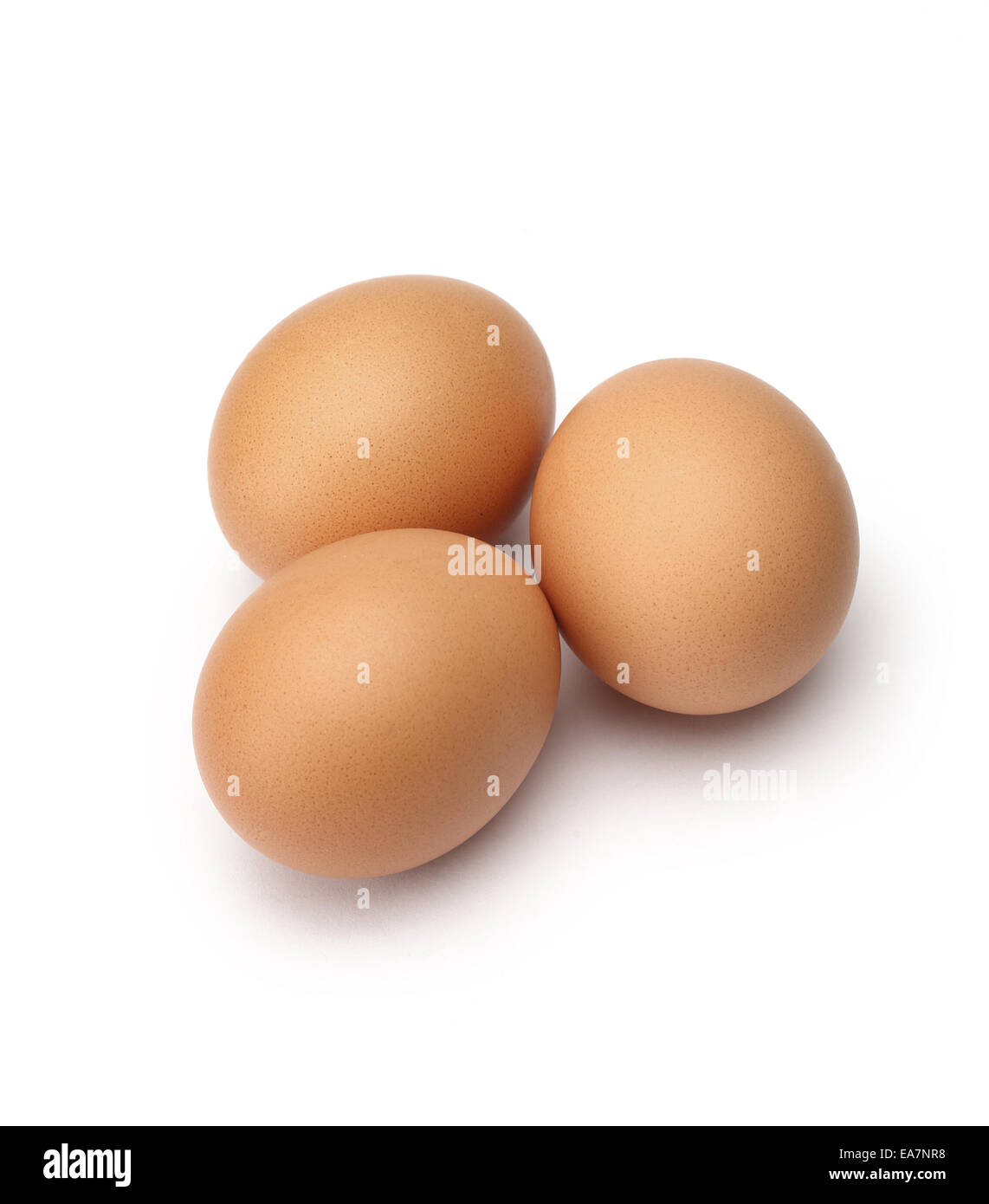 Sort eggs stacked vertically isolated on white background Stock Photo