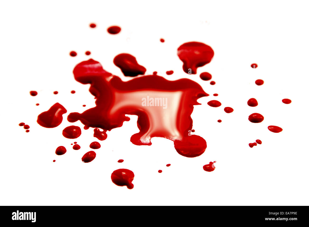 Blood stains (puddle, pool) isolated on white background close up