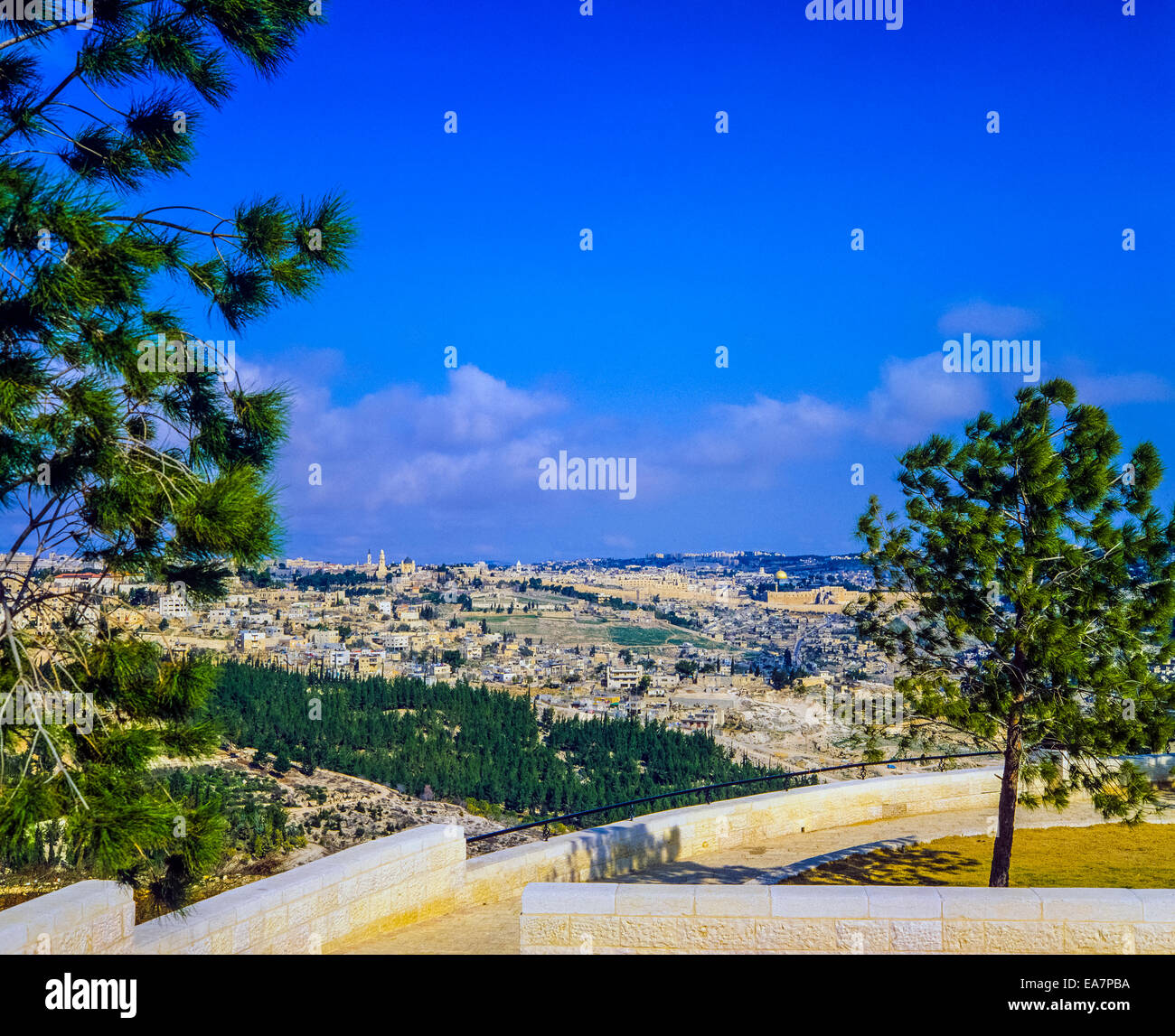 Viewing point Tayelet at Hass Promenade East Talpiot Jerusalem Israel Stock Photo