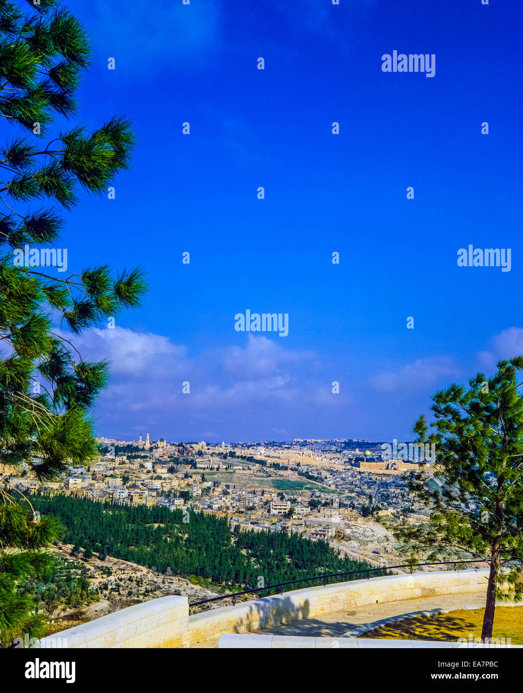 Viewing point Tayelet at Hass Promenade East Talpiot Jerusalem Israel Stock Photo