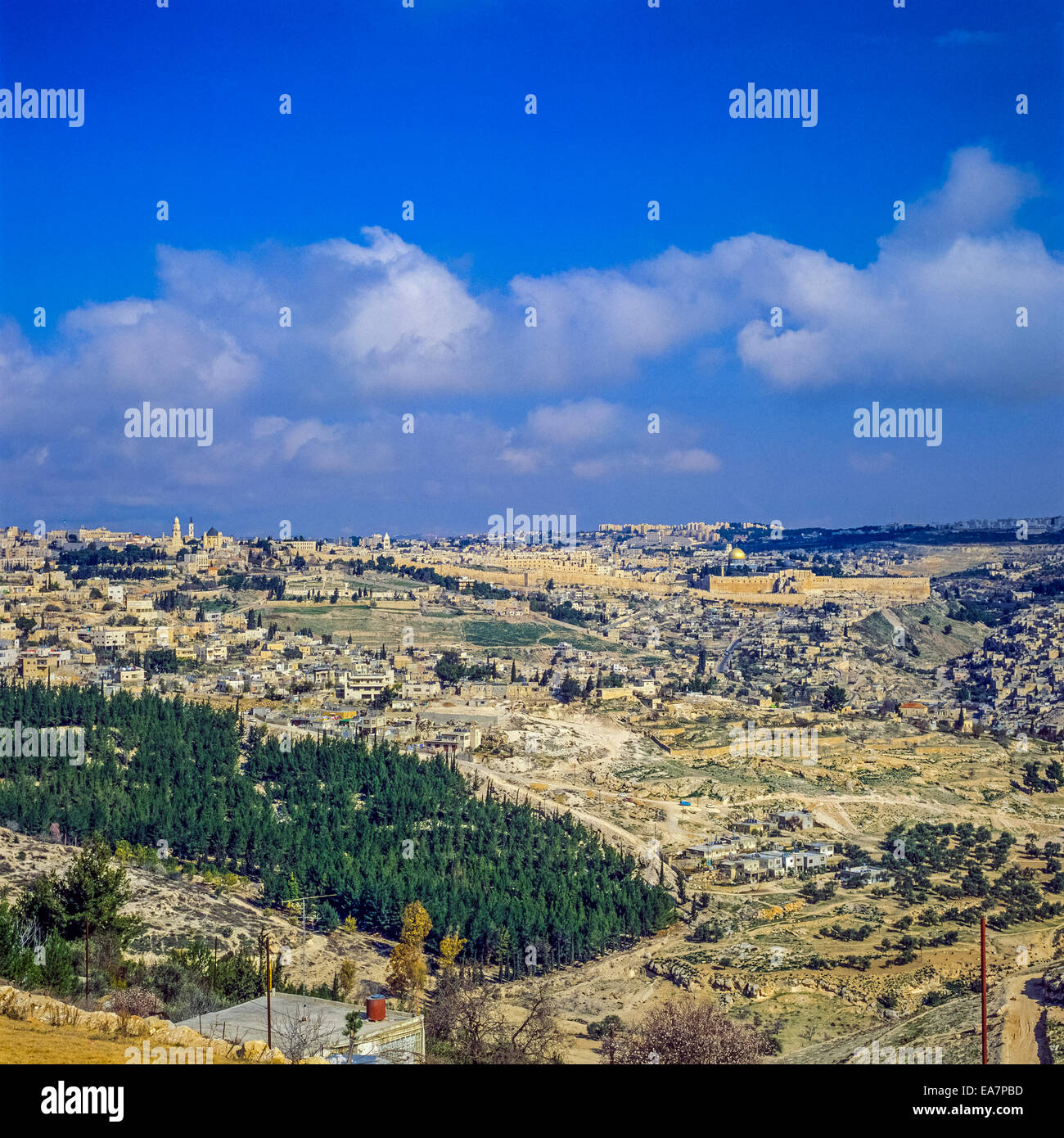 Overview from observation point Tayelet at Hass Promenade East Talpiot Jerusalem Israel Stock Photo