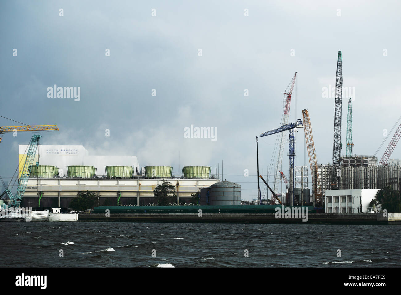 the power plant on the river, thailand Stock Photo