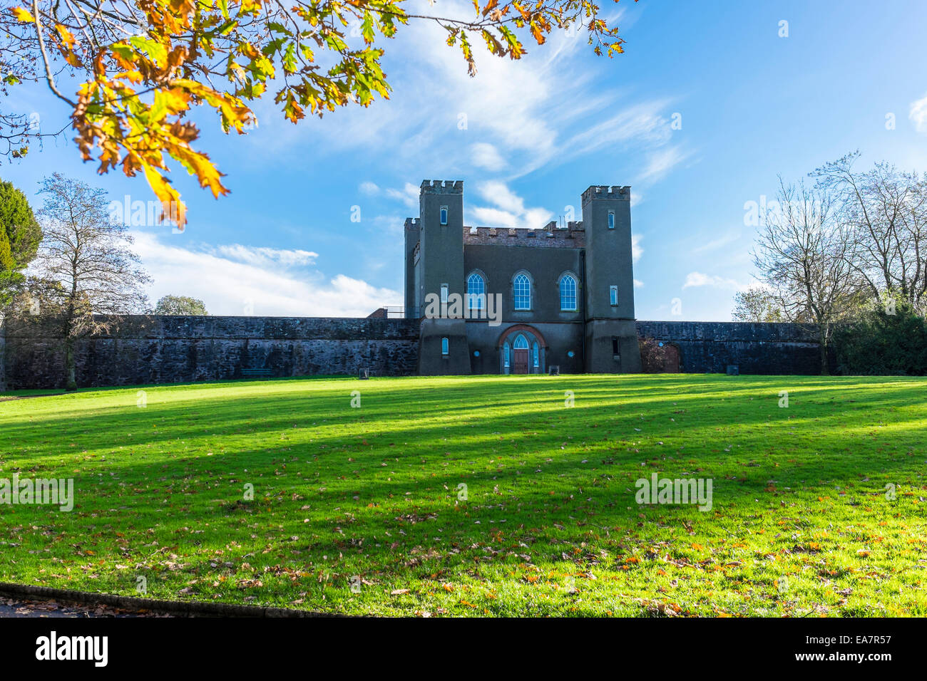 Hillsborough Fort Co Down with surrounding woodland in Autumn sunshine