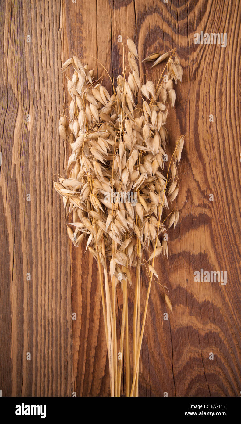 Oat on the wood background Stock Photo