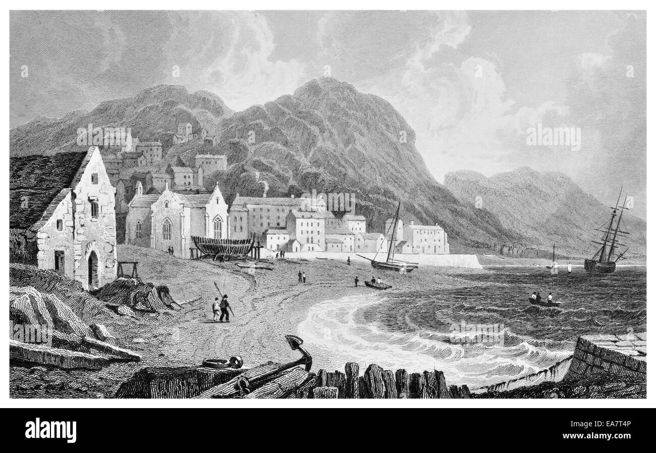 Barmouth Abermaw Y Bermo county of Gwynedd, north-western Wales circa 1830 Stock Photo