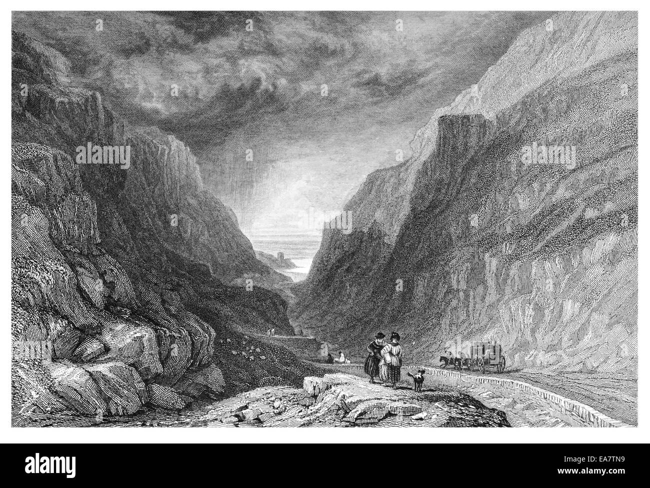 Pass of Llanberis circa 1830 Stock Photo