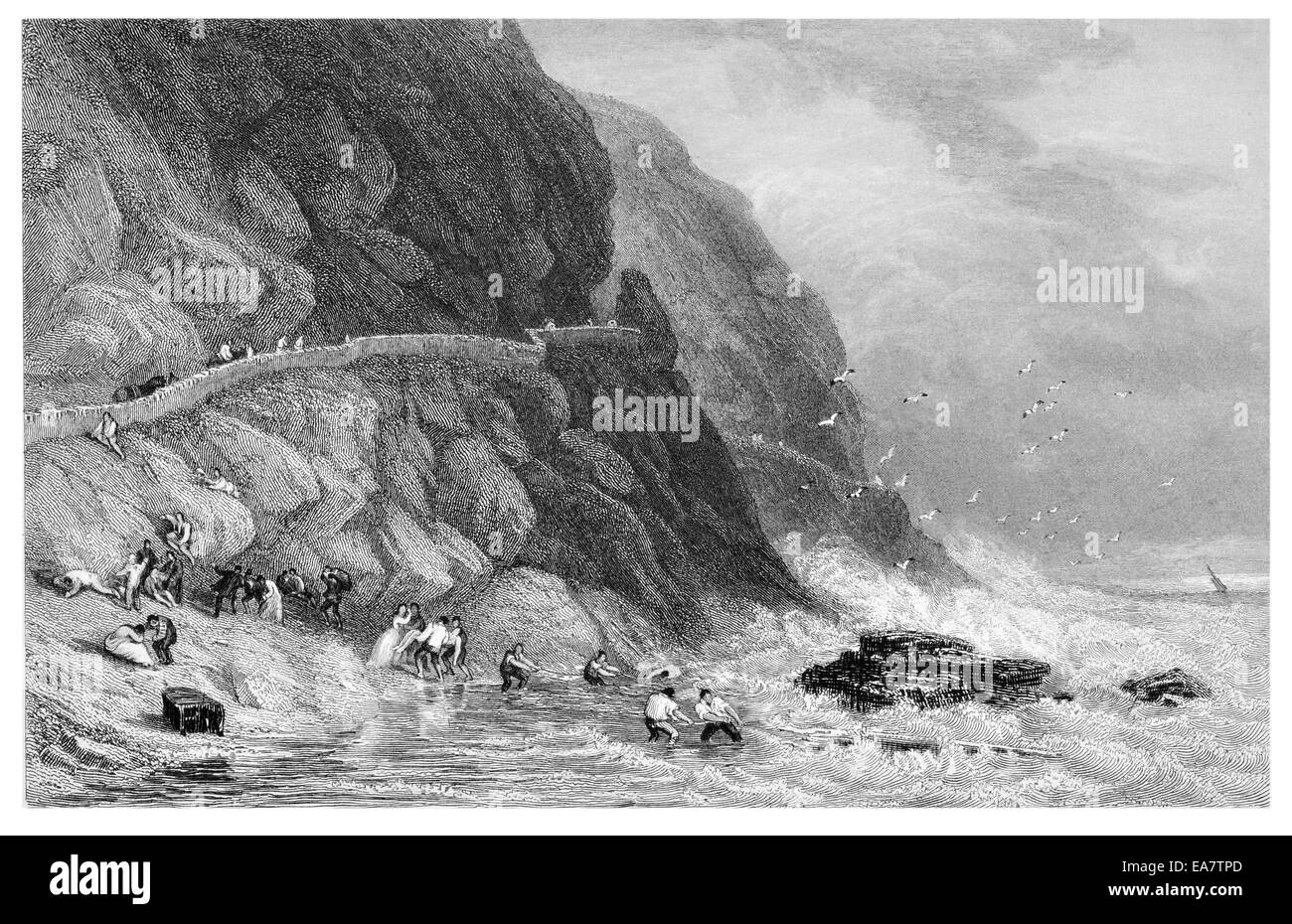 Penmaen Mawr Penmaenmawr headland circa 1830 Stock Photo