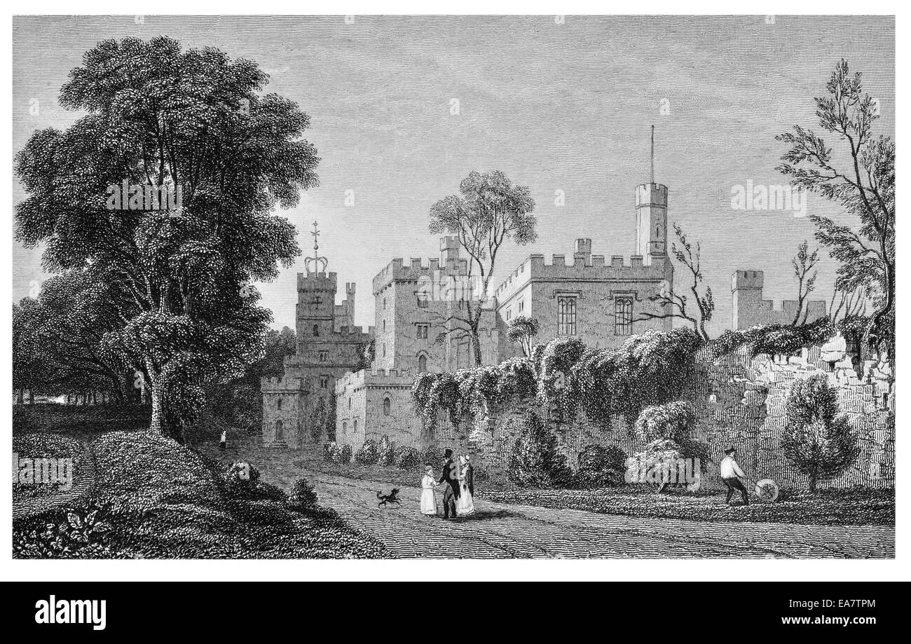 Ruthin Castle Denbighshire circa 1830 Stock Photo