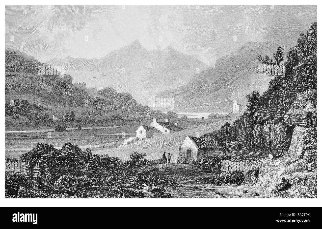 Snowdon from Capel Curig circa 1830 Stock Photo