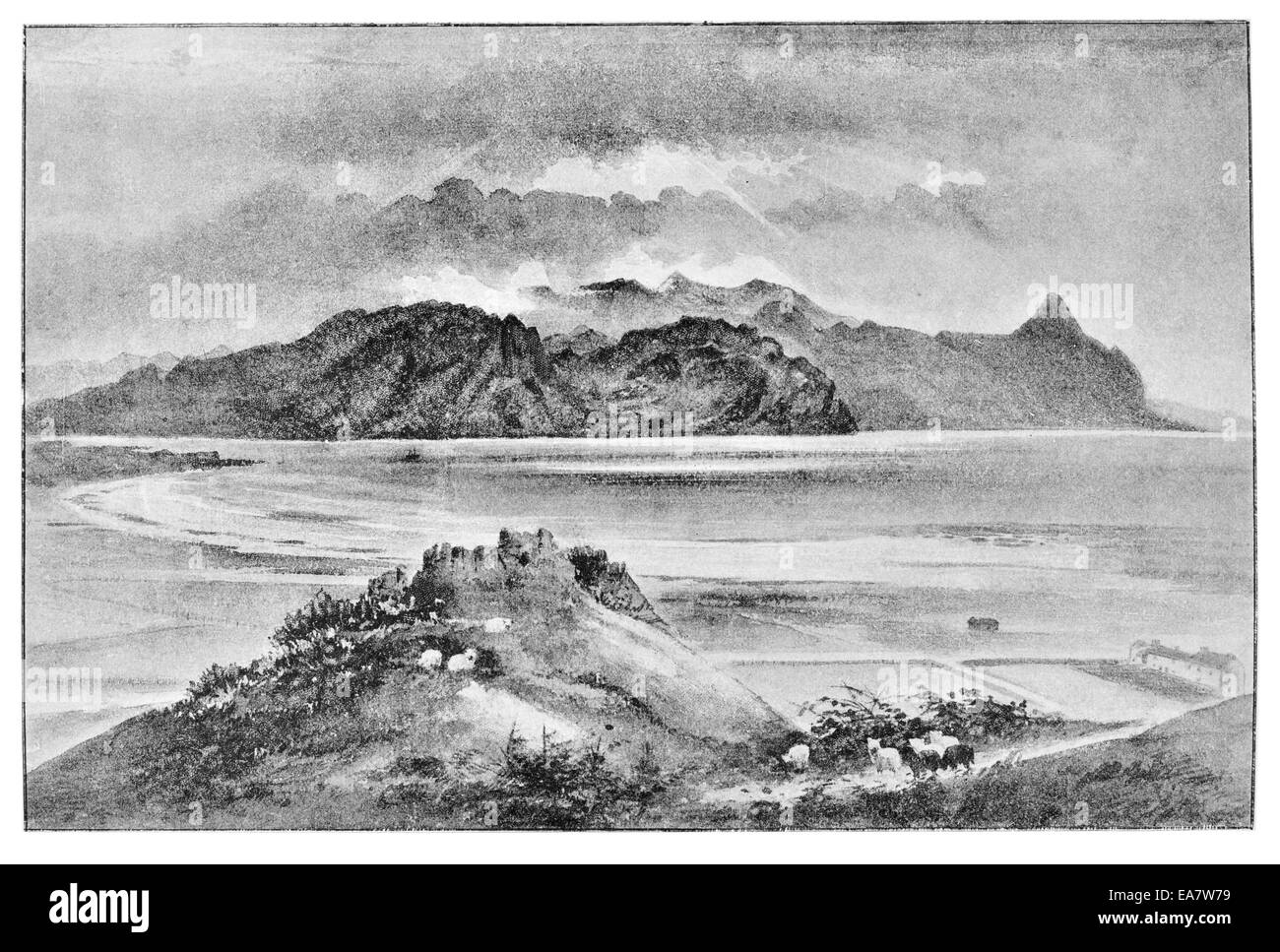 Penmaenmawr from the Great Orme's Head circa 1890 over Conway bay Stock Photo