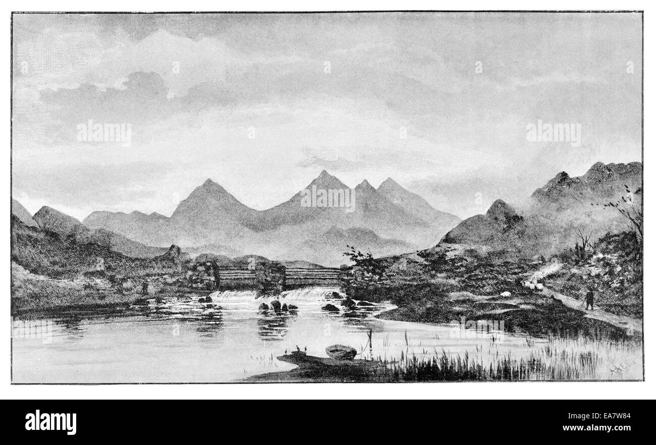 Snowdon from Capel Curig circa 1890 Stock Photo