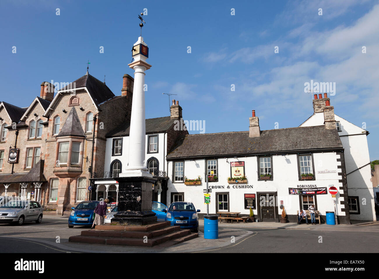 The Market Cross, Boroughgate, Appleby-in-Westmorland, Cumbria, England, U.K. Stock Photo