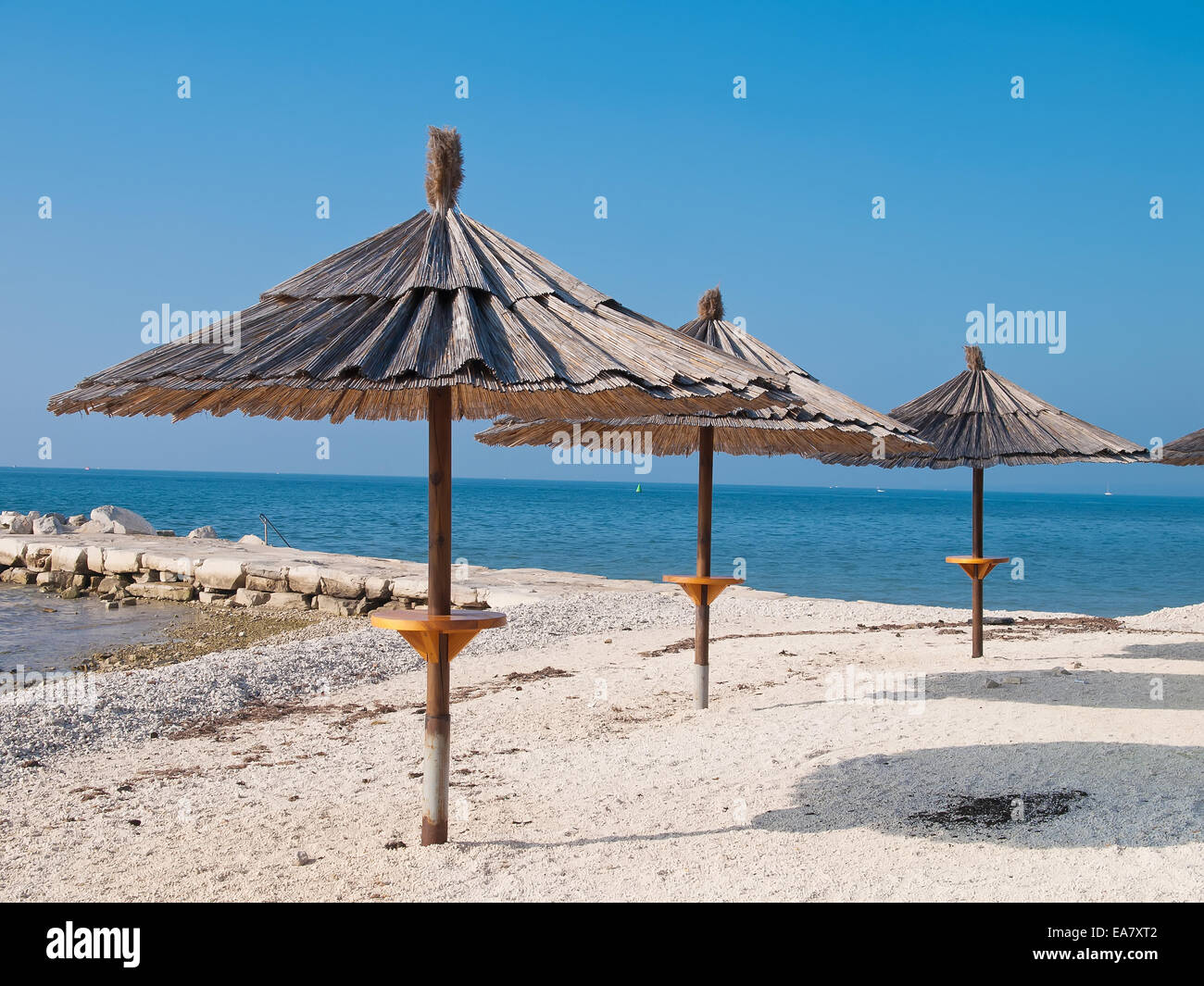 beach bar parasols on the beach Stock Photo Alamy
