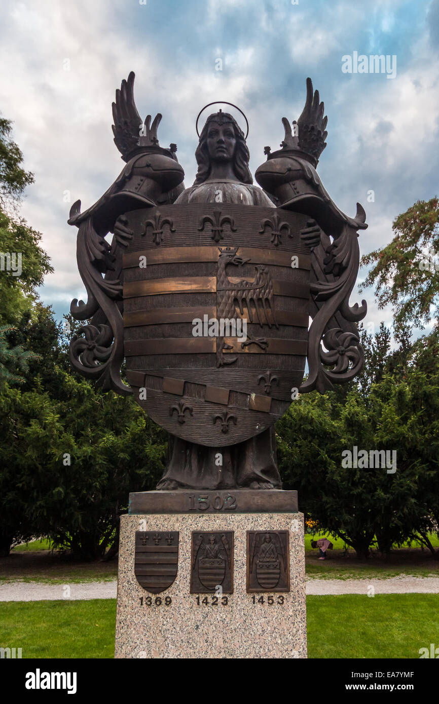 Statue of Košice's coat of arms, the first municipal coat of arms in