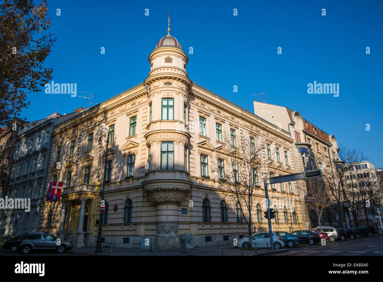 Building in Secession architectural style, Josip Juraj Strossmayer square, Zagreb, Croatia Stock Photo