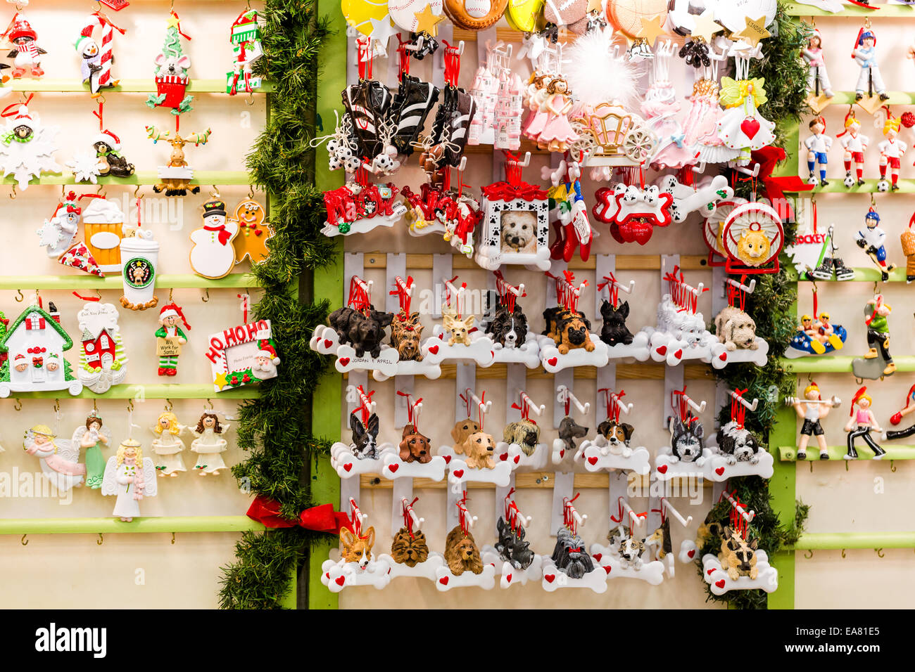 Handmade Christmas Ornaments For Sale At The Local Craft Market Stock Photo Alamy