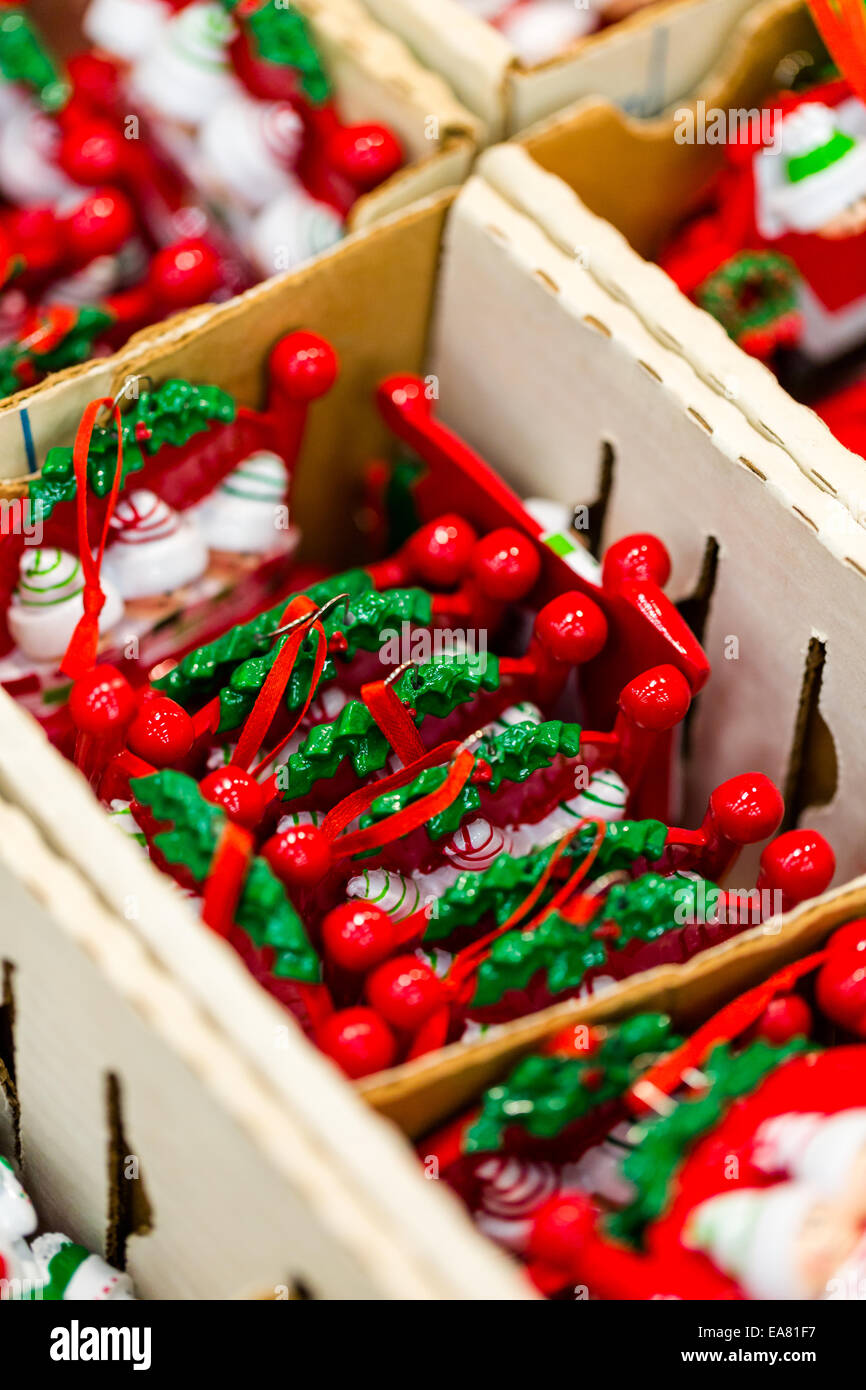 Handmade Christmas ornaments for sale at the local craft market Stock Photo Alamy