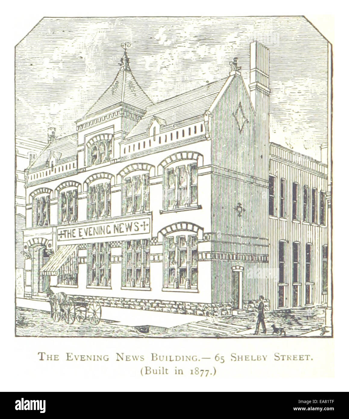 This 1884 illustration by Farmer captures the Evening News Building on ...