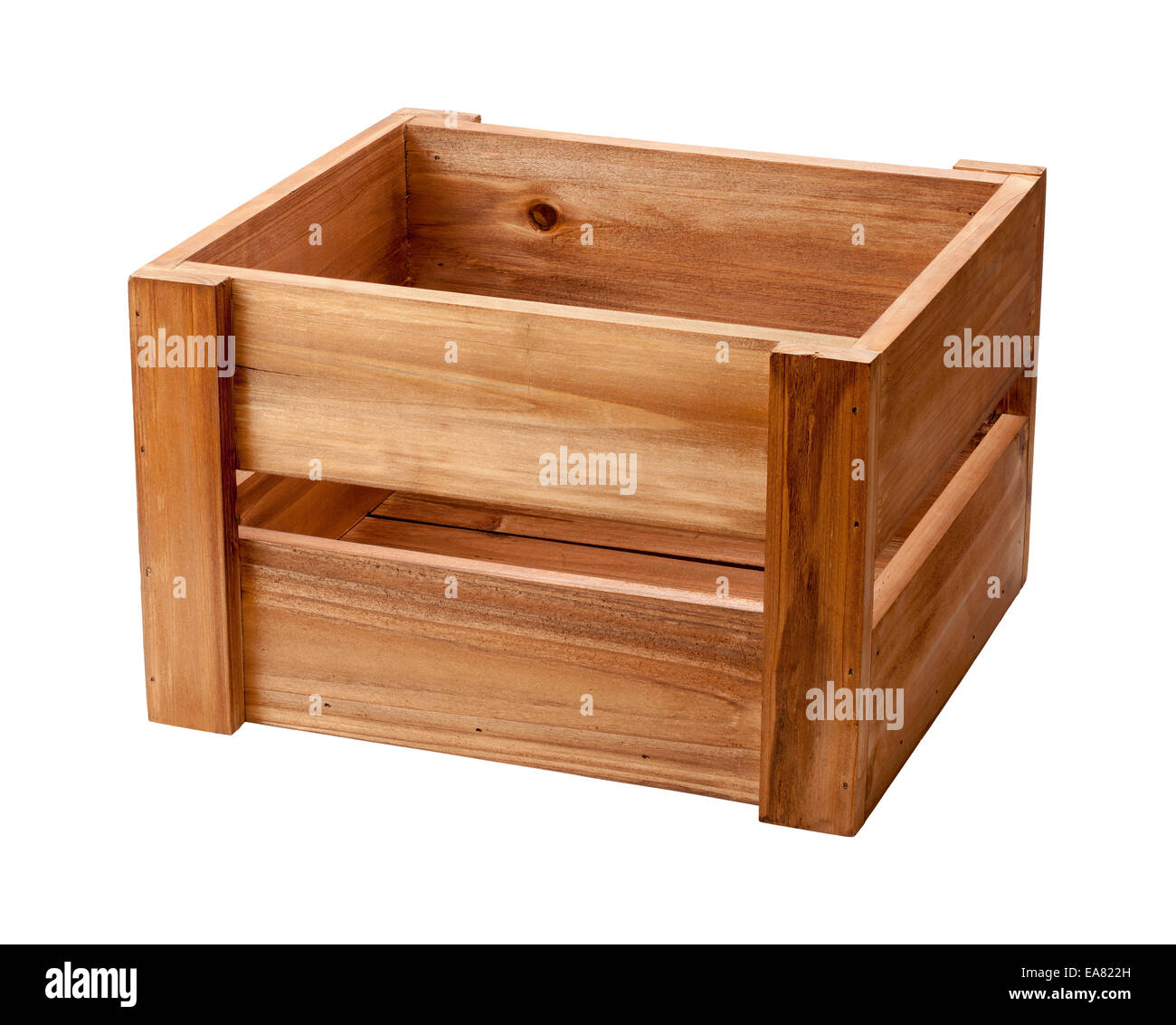 An open ended small wooden crate. Stock Photo