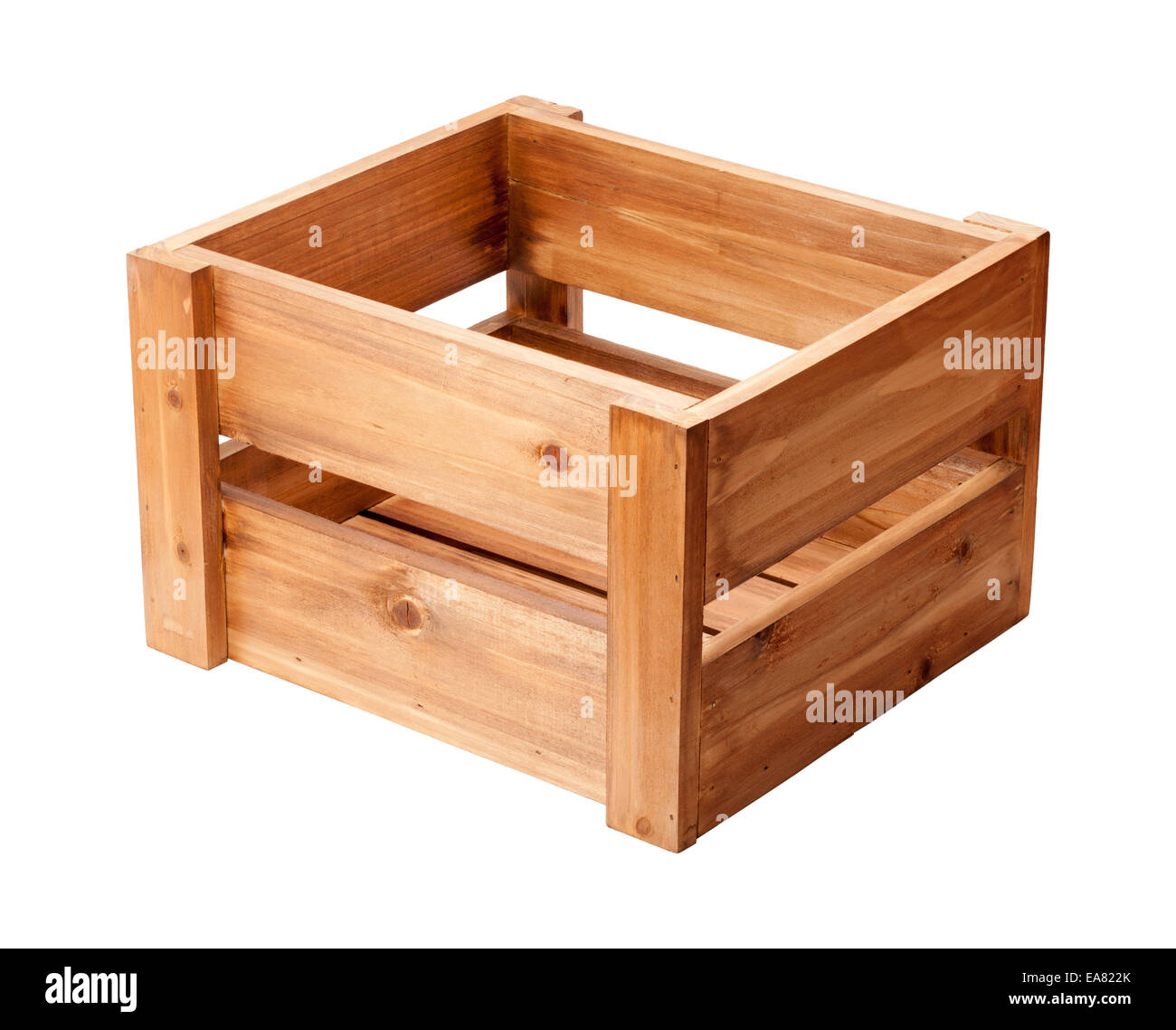 An open ended small wooden crate. Stock Photo