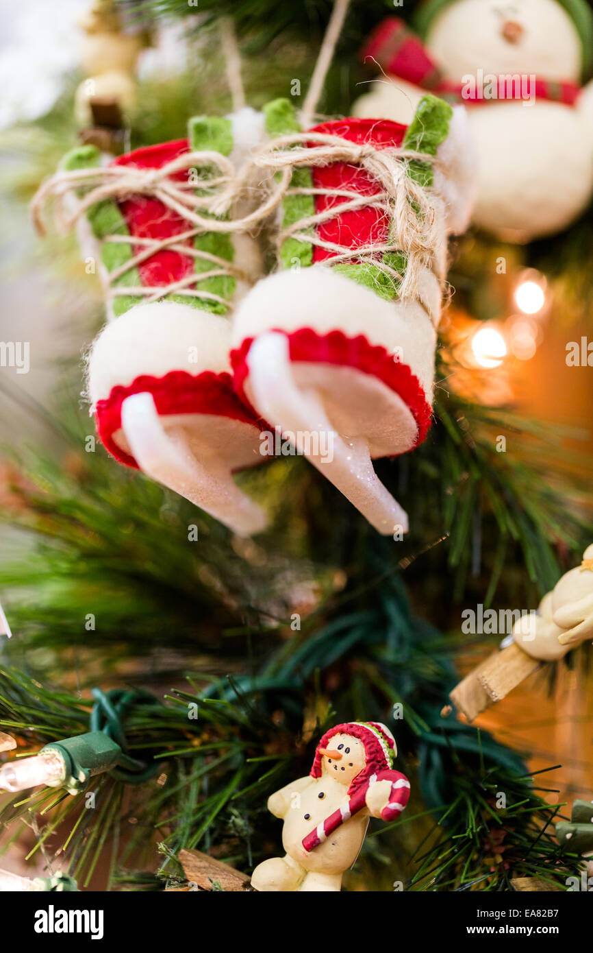Handmade Christmas Ornaments For Sale At The Local Craft Market Stock Photo Alamy