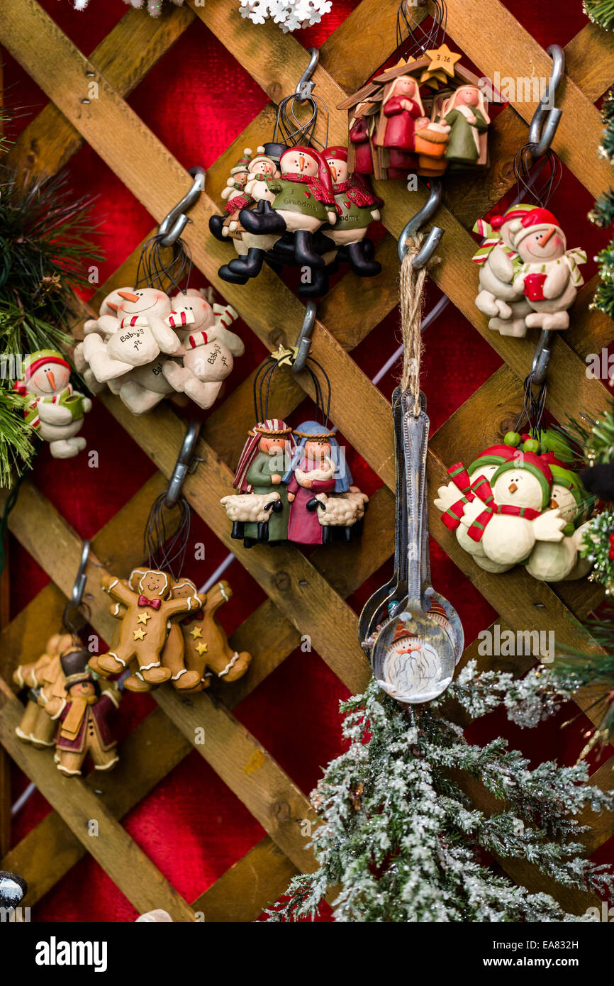Handmade Christmas Ornaments For Sale At The Local Craft Market Stock Photo Alamy