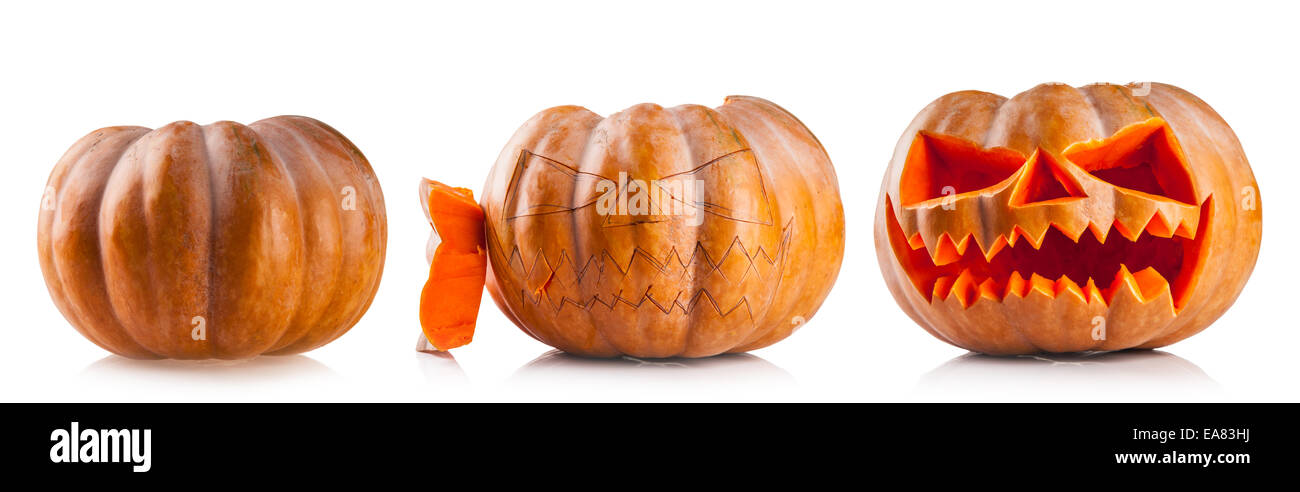 Set of halloween pumpkins isolated on white background Stock Photo - Alamy