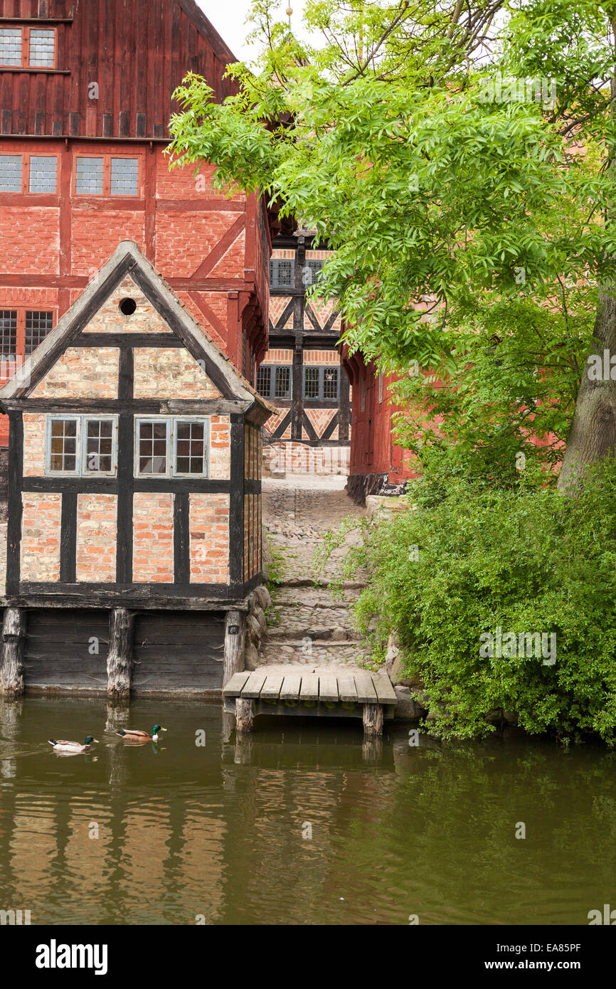 Aarhus Old Town Dock. Half Timbered and bricked houses of old Aarhus