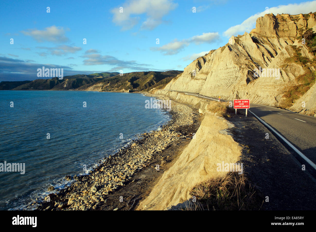 Coastal erosion of limestone coastal cliff at Palliser Bay, Wairarapa
