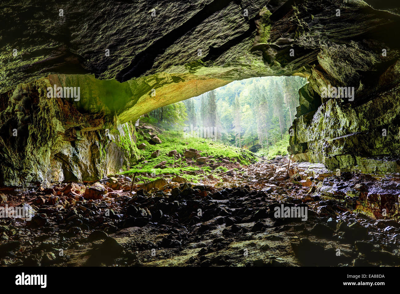 The grand opening of Coiba Mare cave in Apuseni national park, Romania Stock Photo