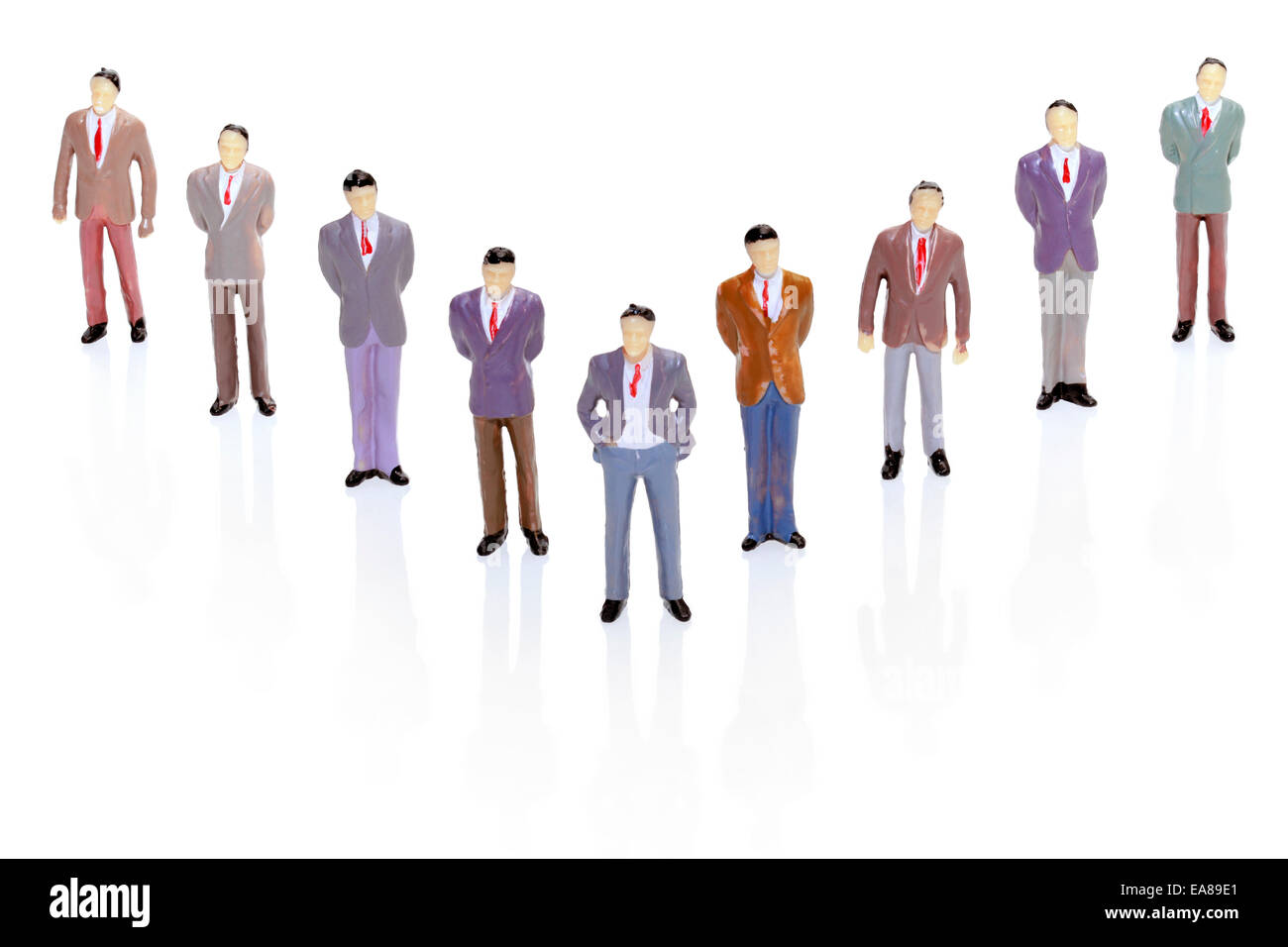 Business Figurine in V-Formation Hierarchy Stock Photo