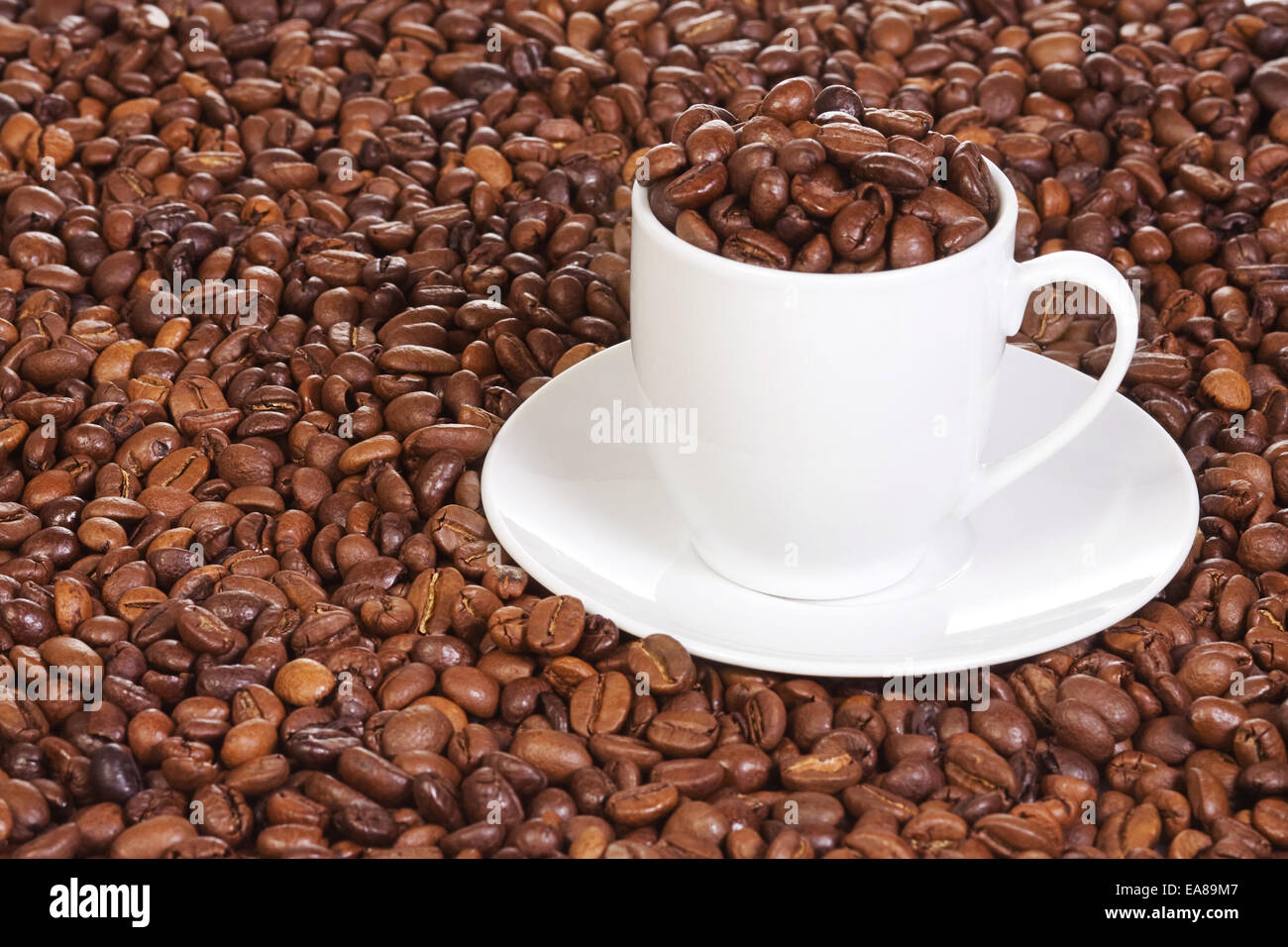 full cup of coffee beans Stock Photo Alamy