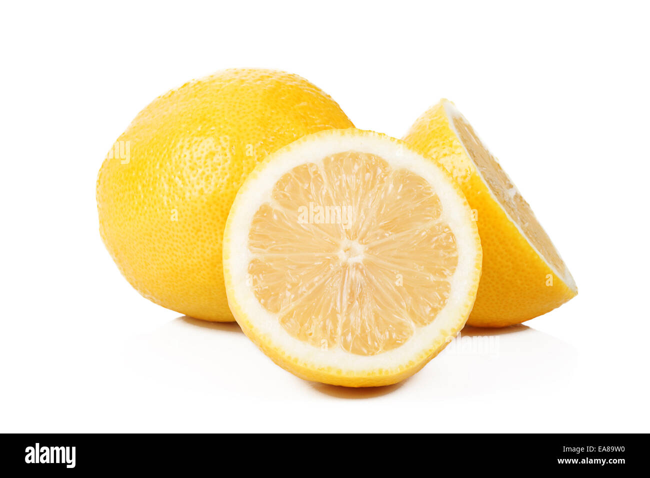 sliced lemons on white background Stock Photo