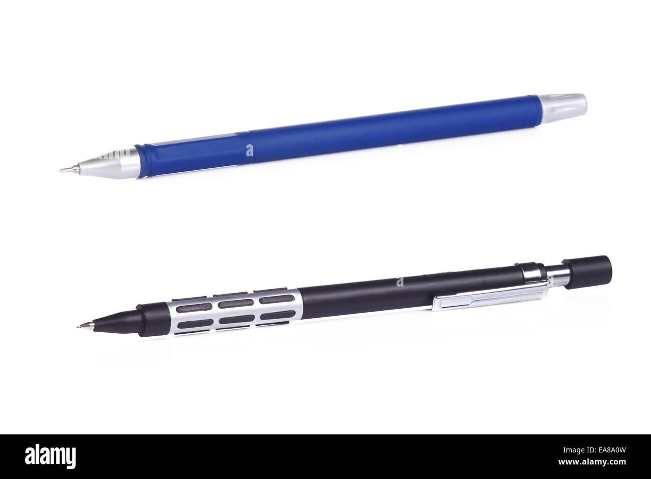black pencil and blue pen Stock Photo