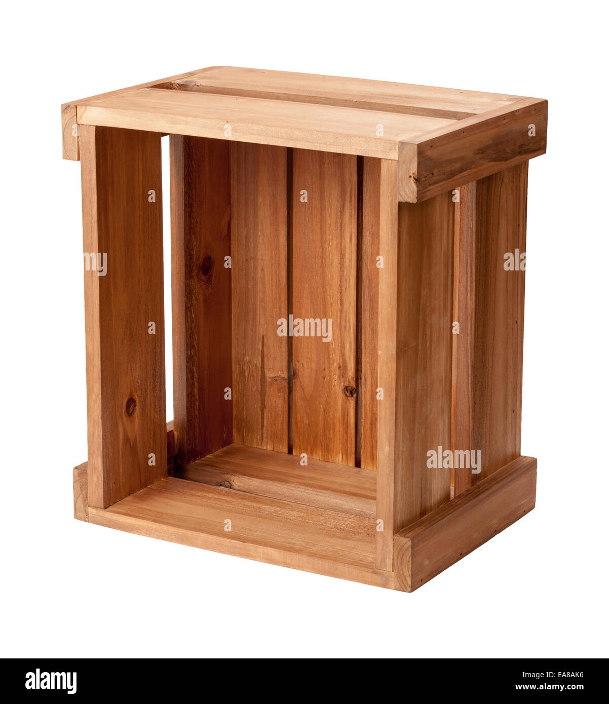 An open ended small wooden crate. Stock Photo