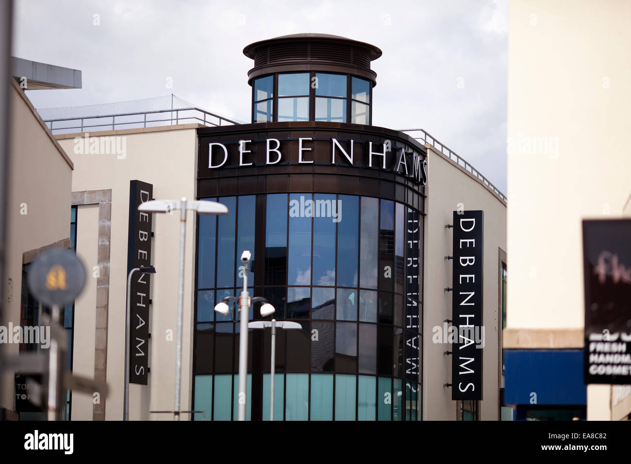 Abstract shot of Debenhams department store in Carmarthen, Carmarthenshire, South West Wales. Stock Photo