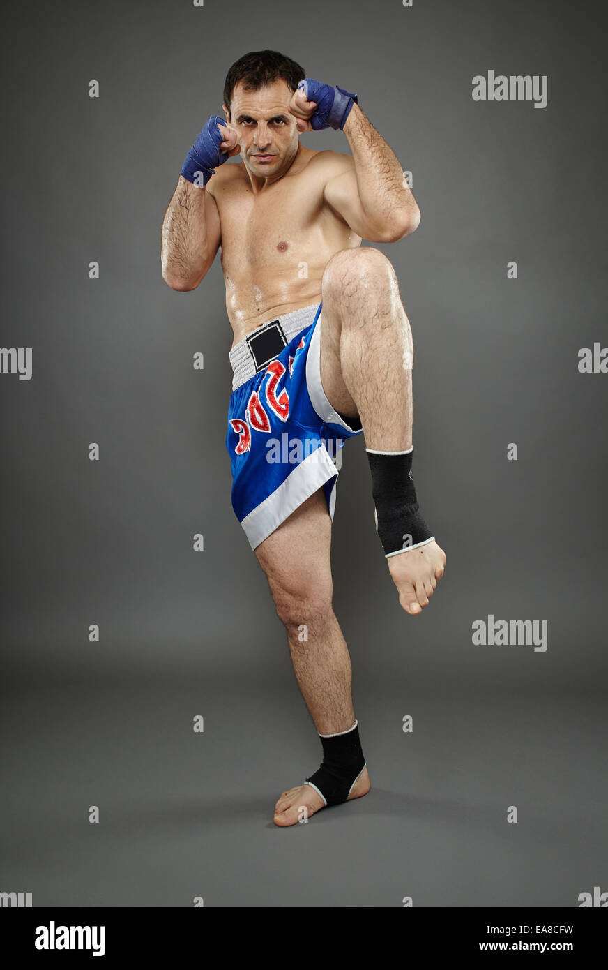 Kickbox or muay thai fighter in guard stance Stock Photo - Alamy