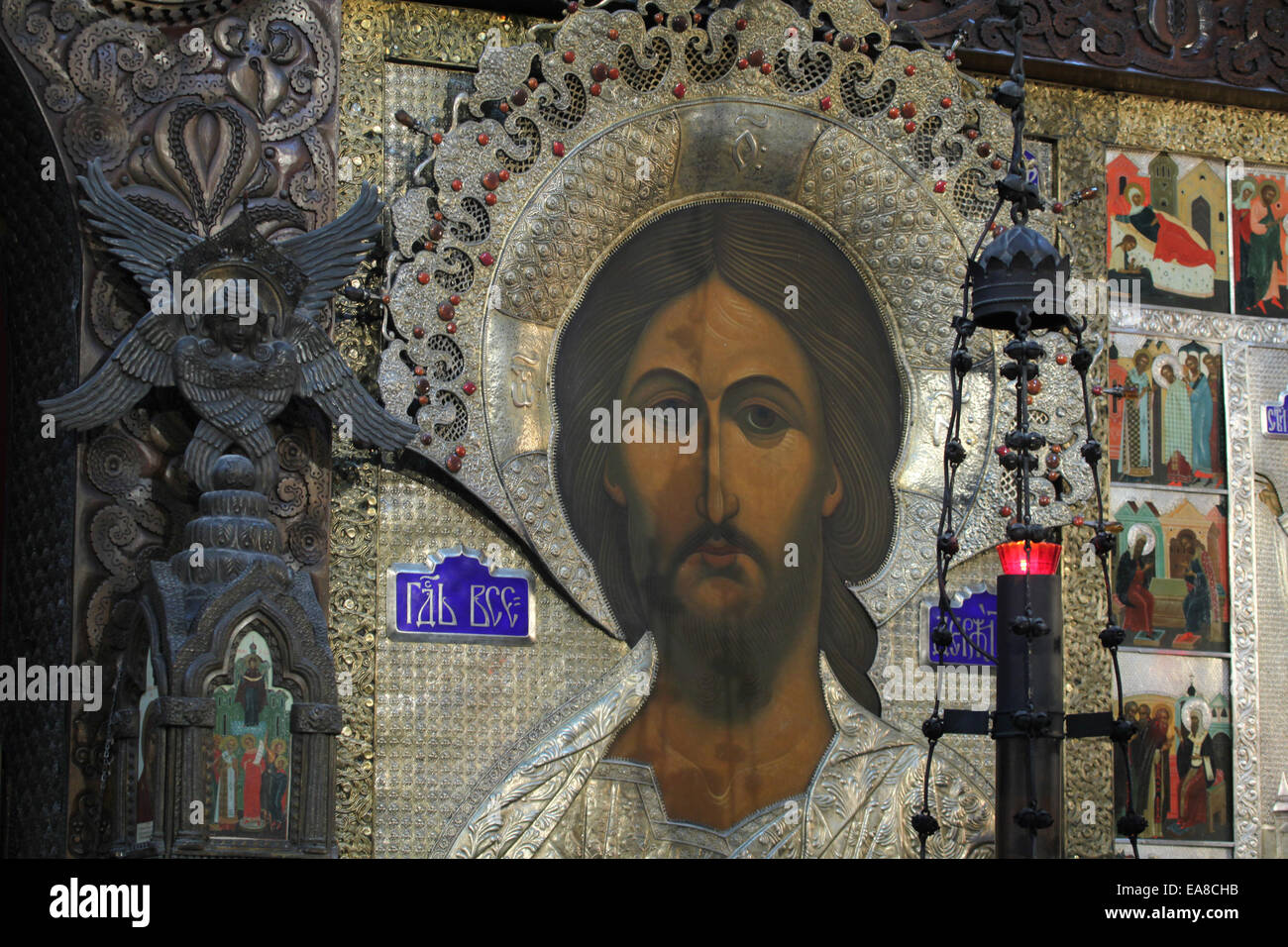 Jesus Christ. Icon in the iconostasis in the Russian Memorial Church in Leipzig, Saxony, Germany. Stock Photo