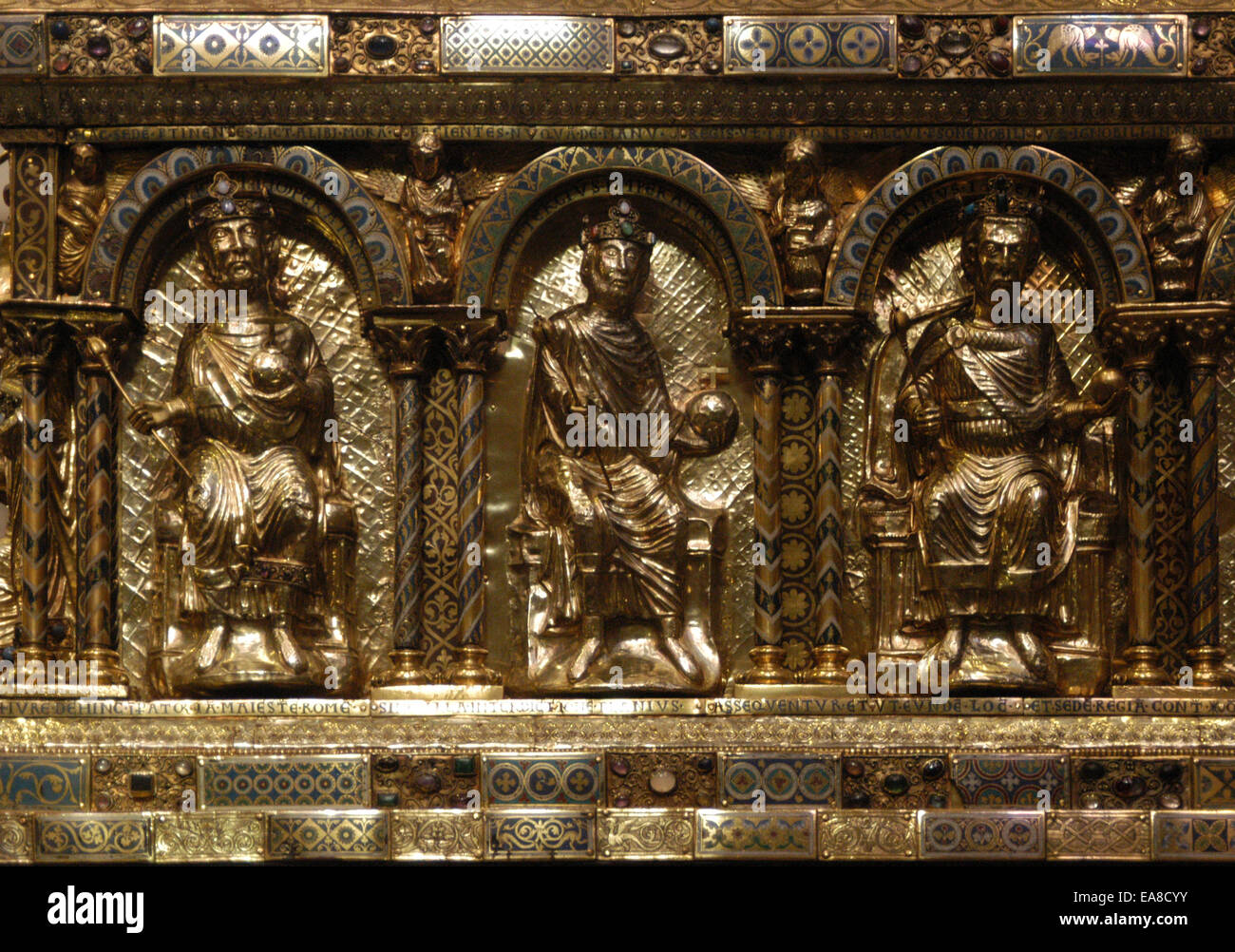 The Karlsschrein of the Shrine of Charlemagne (1215) in Aachen Cathedral, North Rhine-Westphalia, Germany. Stock Photo