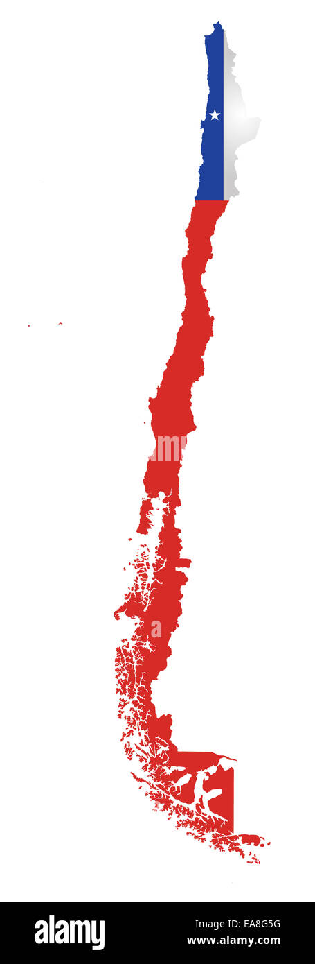 Flag Of The Republic Of Chile Overlaid On Detailed Outline Map Stock Flag Of The Republic Of Chile Overlaid On Detailed Outline Map EA8G5G