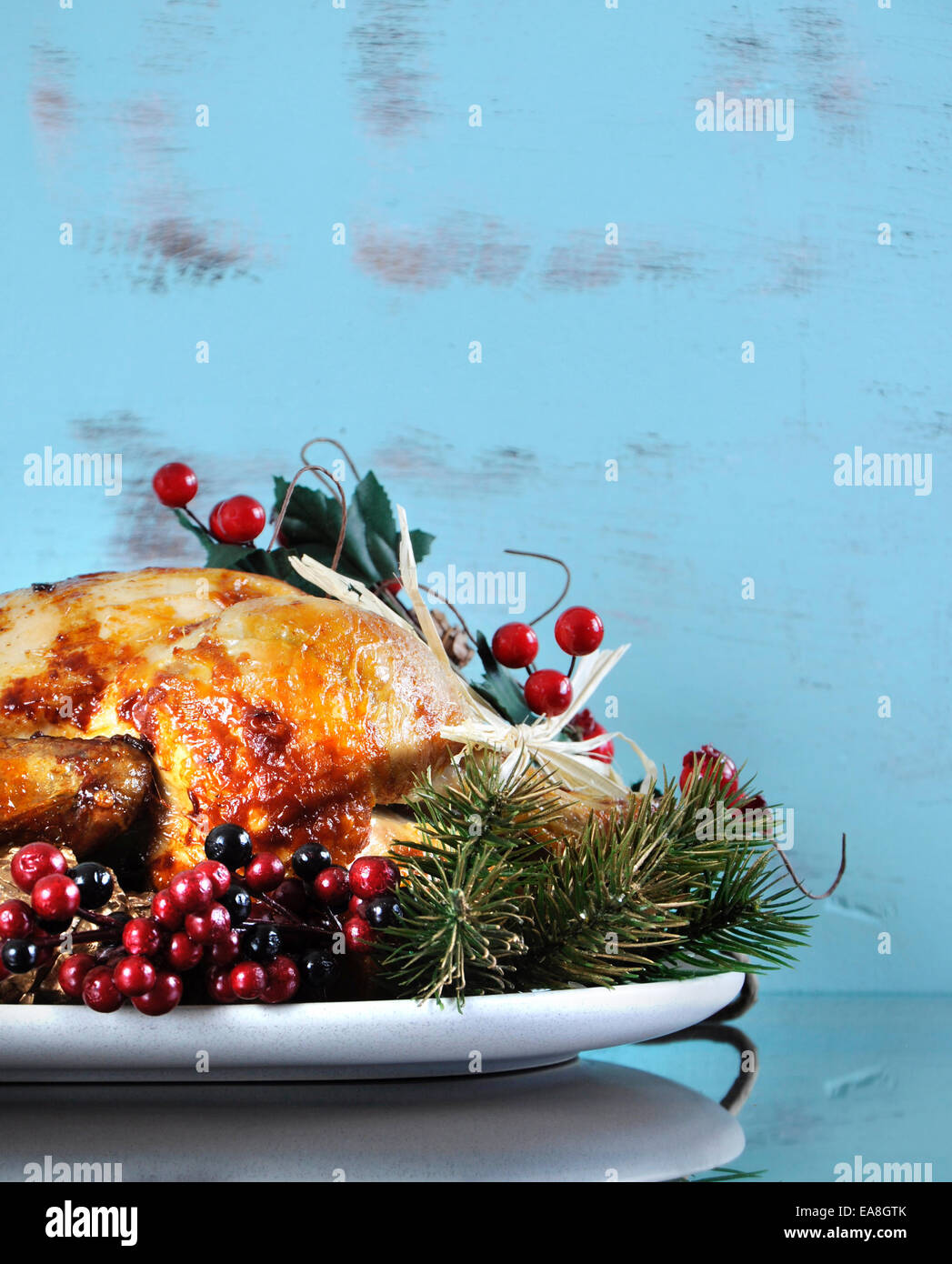 TURKEY THERMOMETER ROAST COOKED TEMPERATURE Cooking meat thermometer  inserted showing ideal temperature (190F) for cooked roast Turkey at  Christmas Stock Photo - Alamy