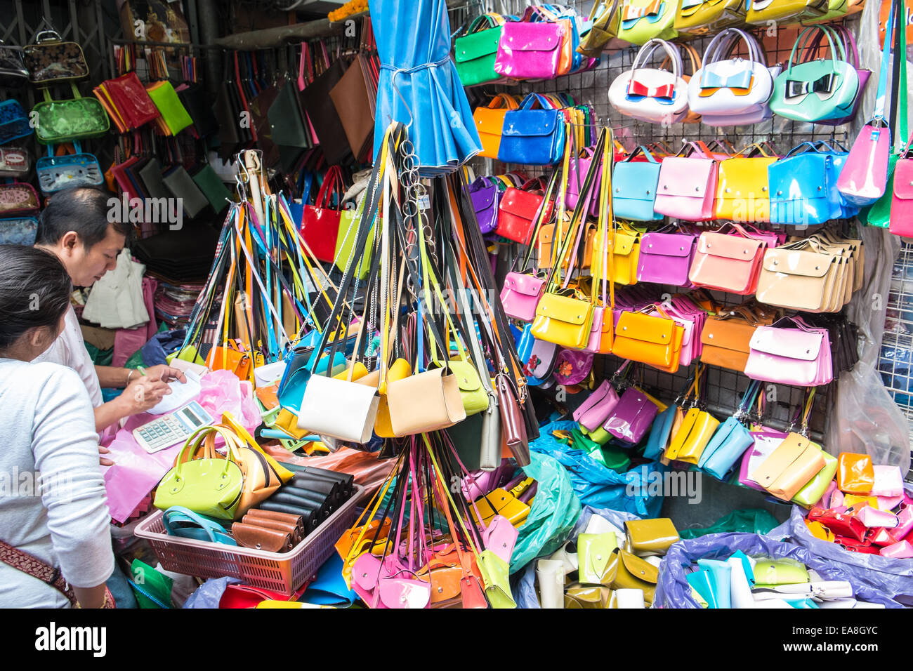 BANGKOK,THAILAND - 2 FEBRUARY 2017 : Selling Leather Bag At Shop In Market  Stock Photo, Picture and Royalty Free Image. Image 71695604.