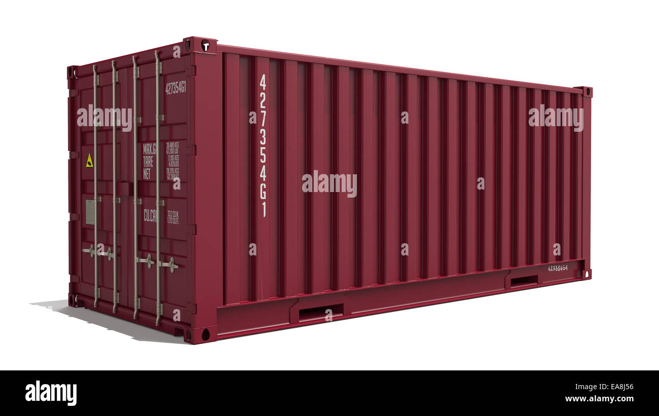Red Container on Isolated White Background. Industrial Concept Stock ...